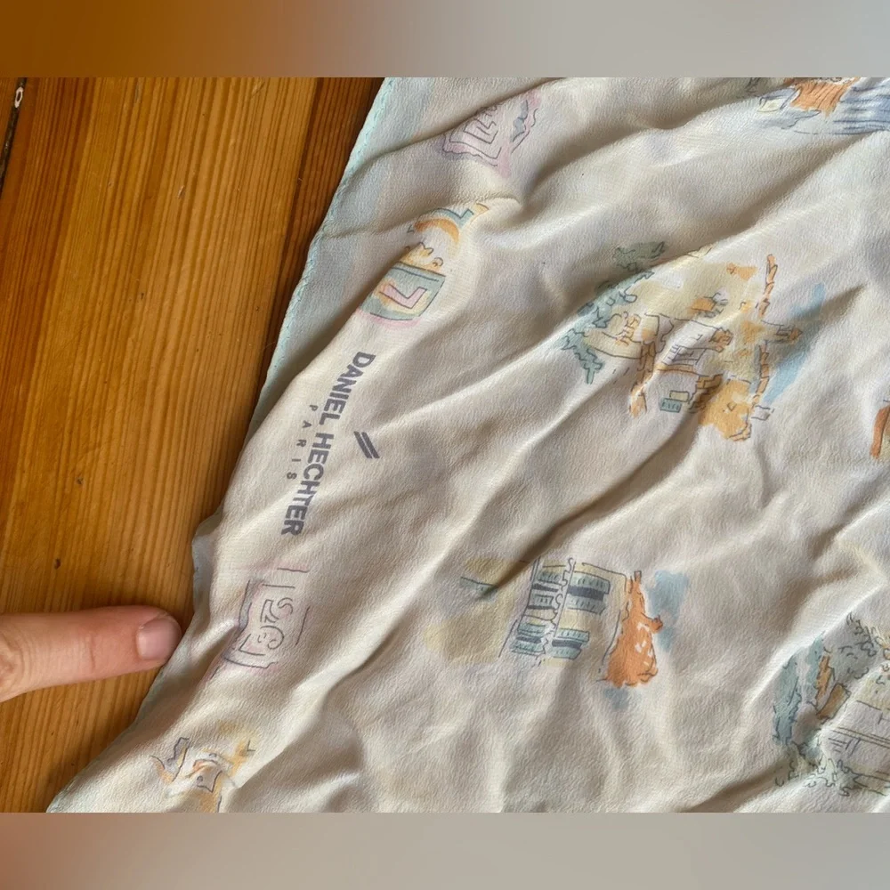 Daniel Hechter Paris silk Light Pastel Printed Square Scarf